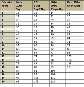 Dog Years Chart Weight